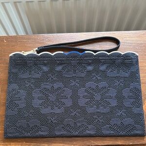 Rothy's Black Carnation Floral Lace Wristlet
